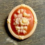 Vintage Avon Floral Cameo Brooch Orange Photo 1