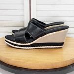 Tommy Bahama Kamala Wedge Heel Leather Slide Sandals Black White 9 Photo 2