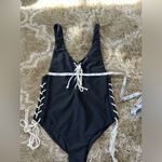 Aila Blue Swimmer with lace up Black One piece Size S Photo 5