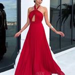 ZARA  dress maxi red pleated Elegant Halter wedding party evening  Photo 0