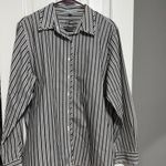 Foxcroft  Non-Iron Shaped Fit Striped Long Sleeve Button Down Shirt Size 16.  Photo 1