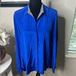 Diane Von Furstenberg Diane von Furstenburg silk royal blue blouse medium chain link‎ 8 Photo 1
