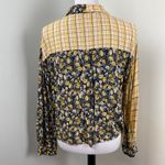 ZARA  Mixed Print Floral Plaid Button Down Crop Long Sleeve Blouse Top Large Photo 5