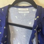 Urban Outfitters  navy blue Floral Wrap Dress short Mini Jersey stretch L ruffle Photo 1