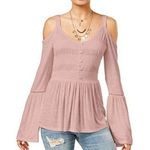 American Rag Juniors' Cold-Shoulder Bell-Sleeve Top XS Photo 0
