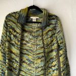 Free People Wool Blend Knit Cardigan Open Front S/P Green Yellow Boho Layer Photo 2