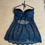 Coquette Push Up Lace Baby Doll Top Blue Size L Photo 3