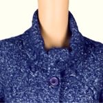 L.L.Bean  blue with white heather cable knit button cardigan sweater Medium EUC Photo 3