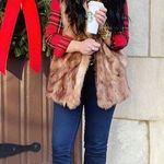 Brown Faux fur oversized vest one size fits most Photo 7