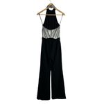 Black Halo Genesis Black Silver Wide Leg Halter Cocktail Jumpsuit Size 2 Photo 12