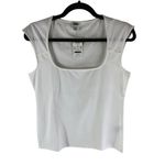 J.Crew  Womens Cap-Sleeve Stretch Cotton-Blend Squareneck Tank Top White M Photo 2