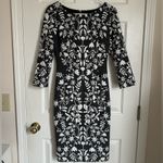 Eliza J  Jacquard Knit Sheath Dress NEW Size 2 Black White Floral Print Fitted Photo 8