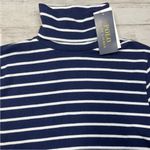 Polo  Ralph Lauren Navy White Striped Ribbed Cotton Blend Turtleneck Top Stretch Photo 1