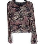 Hot Topic NWT Hot‎ Topic Cosmic Aura Skeleton Cowboy Mesh Top Medium Bell Sleeve Goth Punk Photo 2