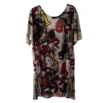 Blush  Women's Sheer Tunic Cover Up Mesh Number Print Short Sleeve V-Neck Beach Photo 5