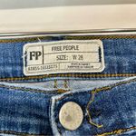 Free People  Women’s Button Fly Distressed Raw Skinny Jeans Blue Size 28 EUC Photo 3