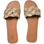 Yoki Alabama Women's Braided Rhinestone Flat Sandals in Beige 9 NIB Photo 0