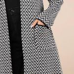 Lulus Light Grey and Black Chevron Print Coatigan Photo 3