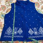 Mountain Lake  XL womens blue white full zip up vest snowmen trees holiday theme Photo 6