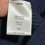 New York & Company size XS dark blue ribbed lace up v Photo 7