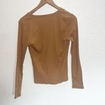 Old Navy  Tan Ribbed Long Sleeve V Neck Top Photo 8