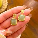 Vintage Chic Style Geometric Drop Earrings Retro Imitation Gemstone‎ Accents Gold Photo 0