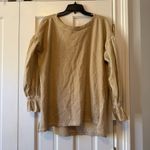 Anthropologie Pilcro by  Tan Mixed-Media Puff Sleeve Pullover Size Large Photo 4