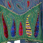 Anage Denim Embellished Paisley Jacket Sz Large Blue Photo 4