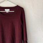 Liz Claiborne Sweater Medium Burgundy Bell Sleeve Tie Detail Pullover Top Vamp Photo 3