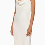Aritzia Wilfred Only Satin Cowlneck Slip Midi Dress Light Birch XS Extra Small White Photo 0