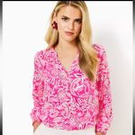 Lilly Pulitzer  Elsa Silk Top, Passion Fruit Pink ( check measurements for size) Photo 1