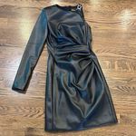 Just Cavalli  one shoulder long sleeve ruched Black Dress, with hardware,  38 EU Photo 0