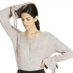 Lucky Brand  Gray Bell Tie Sleeves Soft Sweater Size M Photo 1