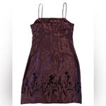 Younique Clothing Deep Purple Satin Dress with Black Flowers Photo 3