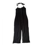NWOT I Heart Halter Wide Leg Black Half Zip Jumpsuit size Medium Photo 1