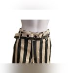 Uniq Striped Tapered Straight Leg Highwaist Belted Pants Small NWT Gray Photo 2