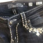 Miss Me Bling Jeans 27X32”Dark Denim Stretch Boot Cut Embellished Back Pockets Photo 3