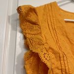 New York & Company NY&CO Orange Ruffled Eyelet Buttoned Blouse Large EUC #CA2417 Photo 3