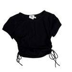 Princess Polly  Basics Ruched Side Tie Baby Tee Black Crop Top Size 2 Photo 1