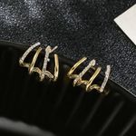 multi huggies，gold huggies with cubic zirconia stone Gold Photo 2