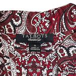 Talbots  Blouse Size Small Burgundy White Floral With Sequin 100% Cotton Womens‎ Photo 4