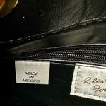 Vintage Black Leather Crossbody Bag Gold Hardware Edgy Disco Clubbing Glamour Photo 10