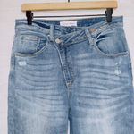 Risen Jeans Women's Crossover Light Wash High Waisted Straight Leg Ankle Jeans Photo 1