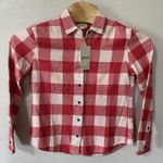 NEW Pact Holiday Gingham Mila Flannel Shirt Small Red White Button Up Top Check Photo 0
