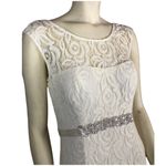 Betsy and Adam  formal lace sleevless dress with silver jeweled satin belt size 10 Photo 3