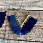 Brand New Blue Fringe Chevron Dangle Gold Tone Earrings Costume Jewelry Buy 3/$21 Photo 3