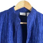 Chico's Chico’s Cobalt Blue Crinkled Plisse Satin Band Collar Jacket Size 4 Photo 1