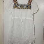 Johnny Was  Sheer white embroidered floral drawstring tunic dress size Large Photo 0
