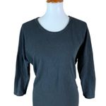 James Perse Black Stretch Knit Dress 3 Sleeve Minimalist Casual Soft Cotton L Photo 1