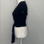 Aritzia Wilfred Cropped VNeck Ribbed Tie Waist Sweater Black Size Small Photo 4